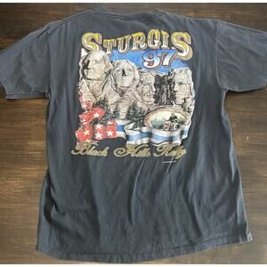 Vintage Sturgis Black Hills Rally Mount Rushmore T-Shirt Size Large 1997 90s